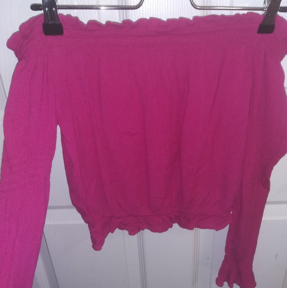 off the shoulder cropped shirt